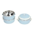 thumbnail image 4 of Thermal Lunch Box 304 Stainless Steel 3 Layer Leak Proof Round Insulation Bento Box for Office SchoolBlue, 4 of 15
