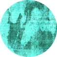 thumbnail image 1 of Ahgly Company Machine Washable Indoor Round Abstract Turquoise Blue Modern Area Rugs, 3' Round, 1 of 4