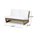 thumbnail image 4 of GDF Studio Elloree Outdoor Acacia Wood Loveseat with Cushions, Teak and White, 4 of 12