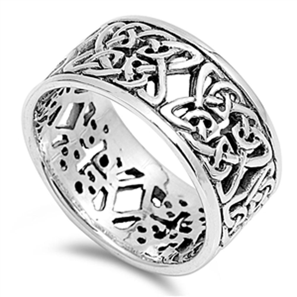 BEAUTIFUL BAND Celtic Design .925 Sterling Silver Ring Sizes 6-10 