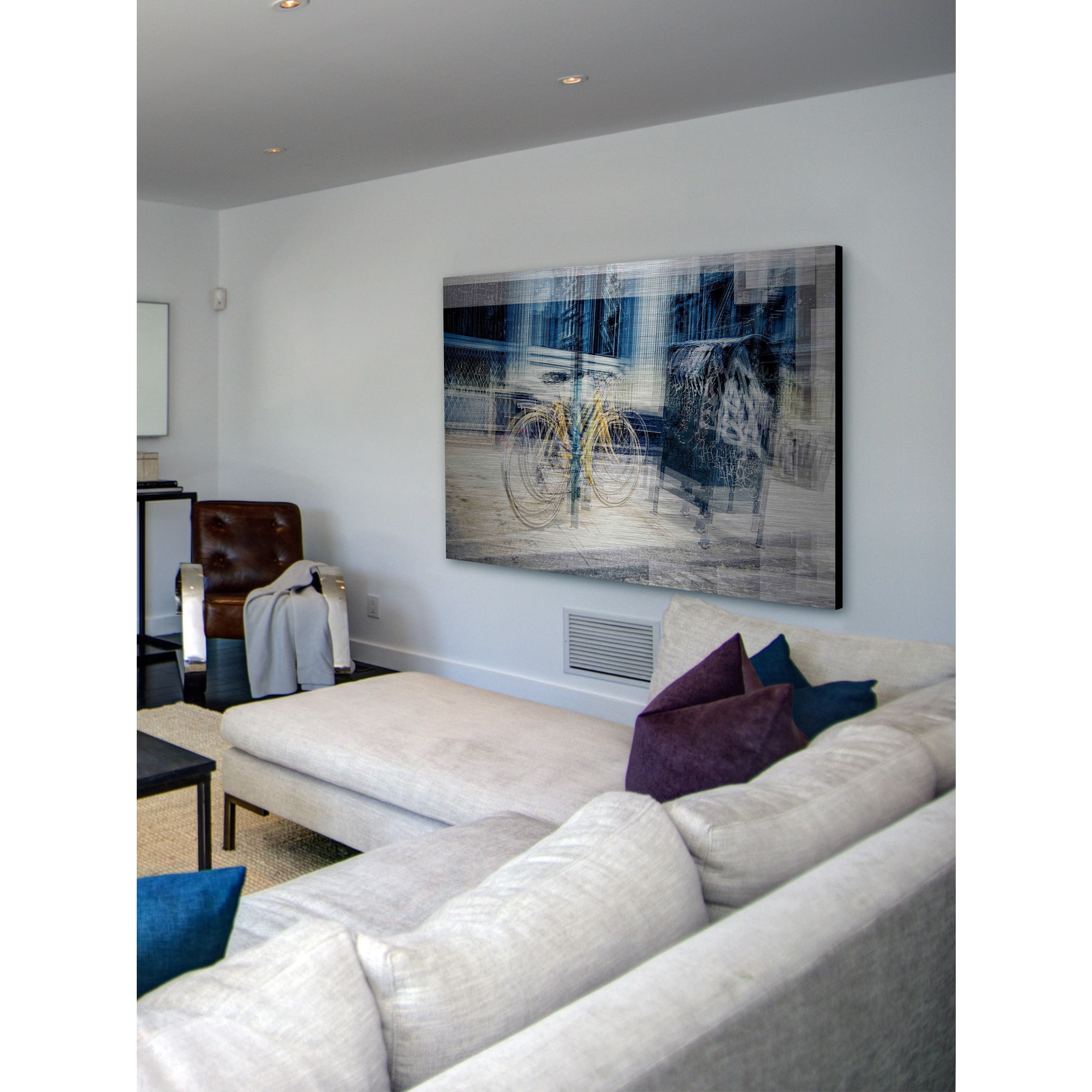 My Yellow Cycle Painting Print on Brushed Aluminum