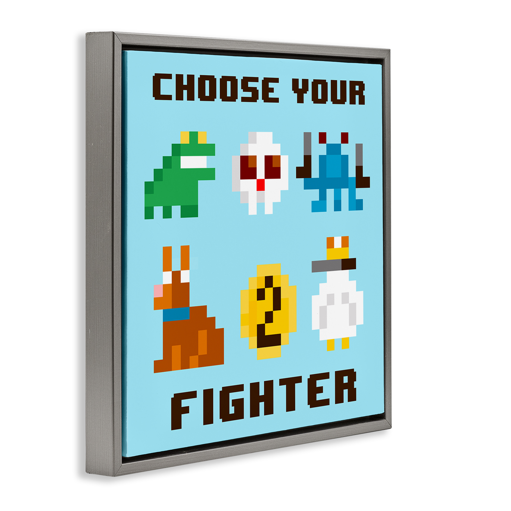 Stupell Industries Choose Gaming Fighter Entertainment Painting Gray Floater Framed Canvas Art Print Wall Art, 25 x 25