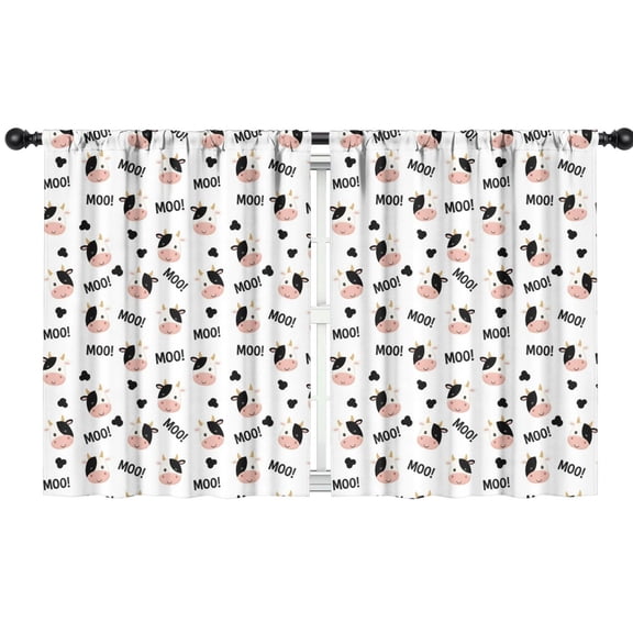 Blackout Kids Curtains,White Cow Moo Pattern Childrens Insulated Curtains Set Of 2,Bedroom Essentials,Toddler Room Decor 42x54in(106x137cm)