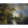 thumbnail image 2 of John Crome 24x19 Black Ornate Framed Double Matted Museum Art Print Titled: Moonlight on the Yare (C. 1816-1817), 2 of 5