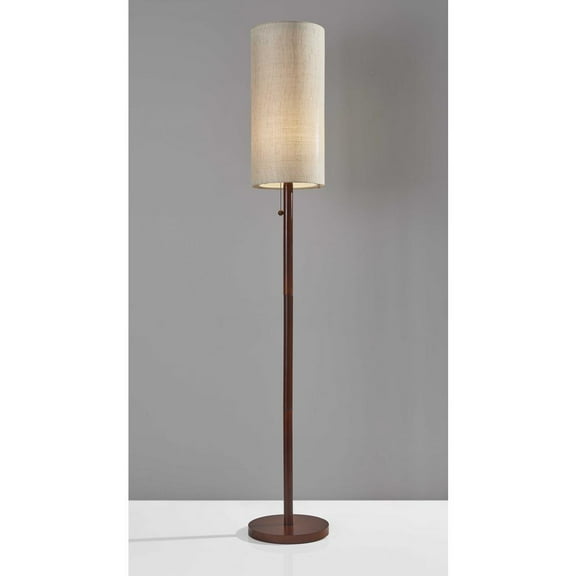 65" Solid Wood Traditional Shaped Floor Lamp With Beige Drum Shade