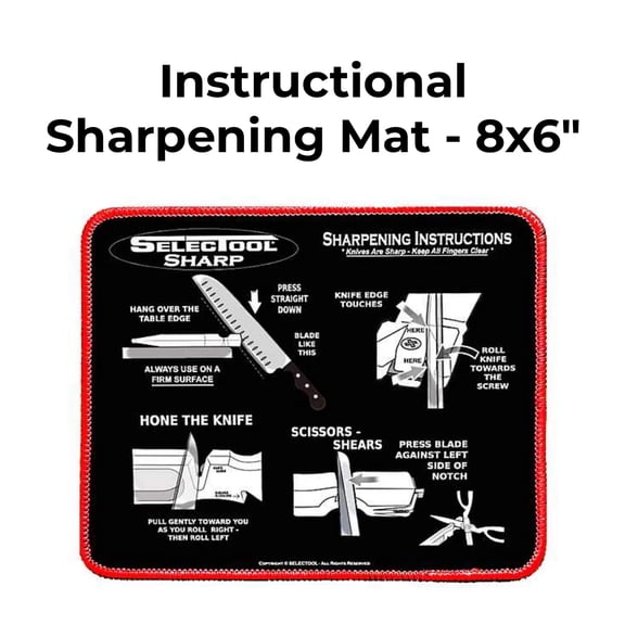 SELECTOOL Precision Knife Sharpening Instructional Printed Mat -Non-Slip 8.5"x7"