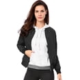thumbnail image 1 of Chaqueta bomber acolchada con cremallera y mangas largas raglán para mujer con bolsillos Negro XS, 1 of 6