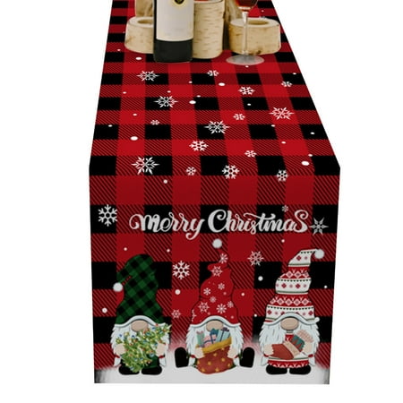 

BOOMTB Christmas Table Runner Gnome Car Snowflake Table Cloth Decorative Tablecloth