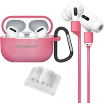 CHARGEWORX 4-Piece Accessory Kit for Apple AirPods with AirPod Case, Carabiner Clip, Coral