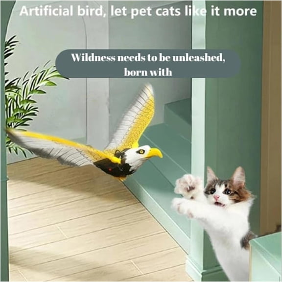 Flying Bird Cat Toy, 2023 New Simulation Bird Interactive Cat Toy for Indoor Cats, Interactive Electric Hanging Flying Bird Toy for Cats Kitten Play Chase Exercise