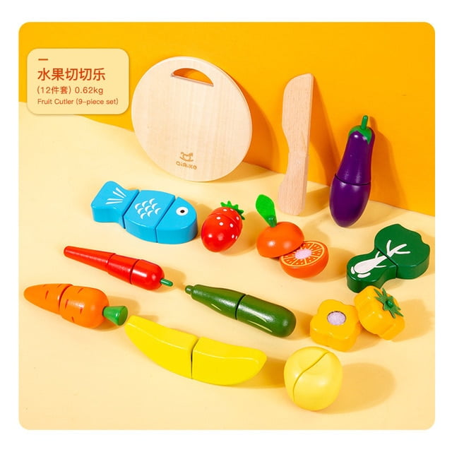 Children Wooden Puzzle Magnetic Vegetables Fruit Kitchen Simulation Play House Toy Cecilia Colorful Mini Toy Model Birthday Gift