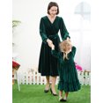 thumbnail image 6 of FYMNSI Christmas Outfits for Women Girls Fall Mommy and Me Velvet Matching Xmas Dress Dark Green S, 6 of 11