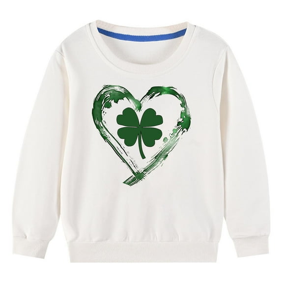 LIaqionyy Toddler St Patricks Day Sweatshirts Boys Girls Long Sleeve Crewneck Shamrock Graphic Pullover Tops