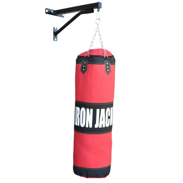 Coffret de Boxe pour Sac Lourd Kit Complet 3 en 1 avec Support et Gants MMA  - Sac de Sable Lourd Non Rempli avec Support Mural et Chaînes de Suspension  