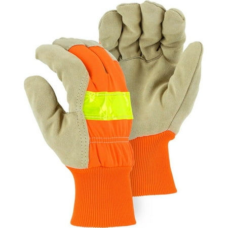 Majestic Glove High Visibility Winter Lined Split Pigskin Leather Work Gloves