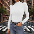 thumbnail image 2 of FUYUDY Women Blouse Casual Fashion Semi Turtleneck Slim Fit Basic Ribbed Knit Long Sleeve Tops Everyday And Layering Trendy Female Solid Color Dailywear, 2 of 4