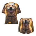 thumbnail image 2 of Yiaed Sunset Daisy Dog Print Short Sleeve Pajama Sets for Women Casual Crew Neck 2 Piece Lounge Sets Women's Short-Sleeved Pajama-4X-Large, 2 of 5