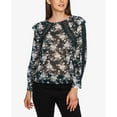 thumbnail image 4 of 1.STATE Womens Lace Inset Pullover Blouse, Green, X-Small, 4 of 5