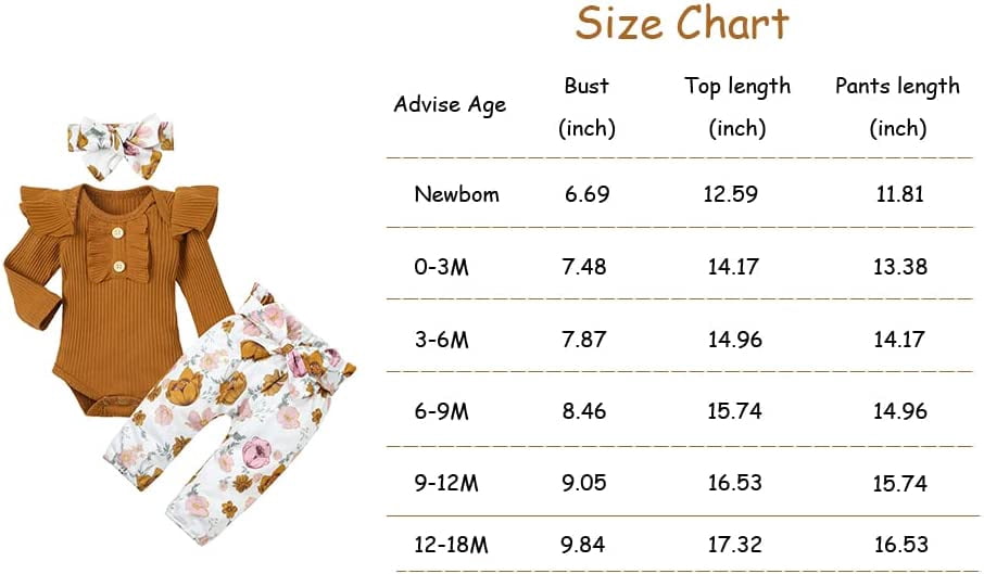Baby Girls Clothes Cute Baby Clothes Girls Romper + Pant 3pcs Winter Outfit 6-9 Months