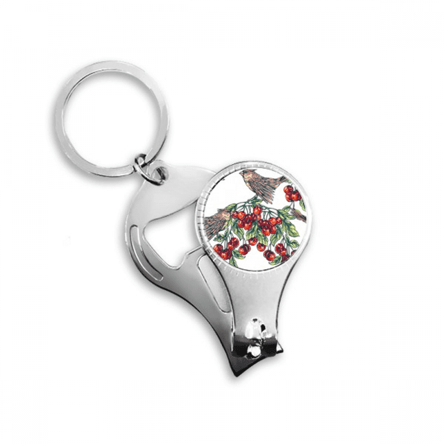 Planta fruta comer verde Ave Llavero anillo Multi funcion cortauñas abrelatas de botella regalo