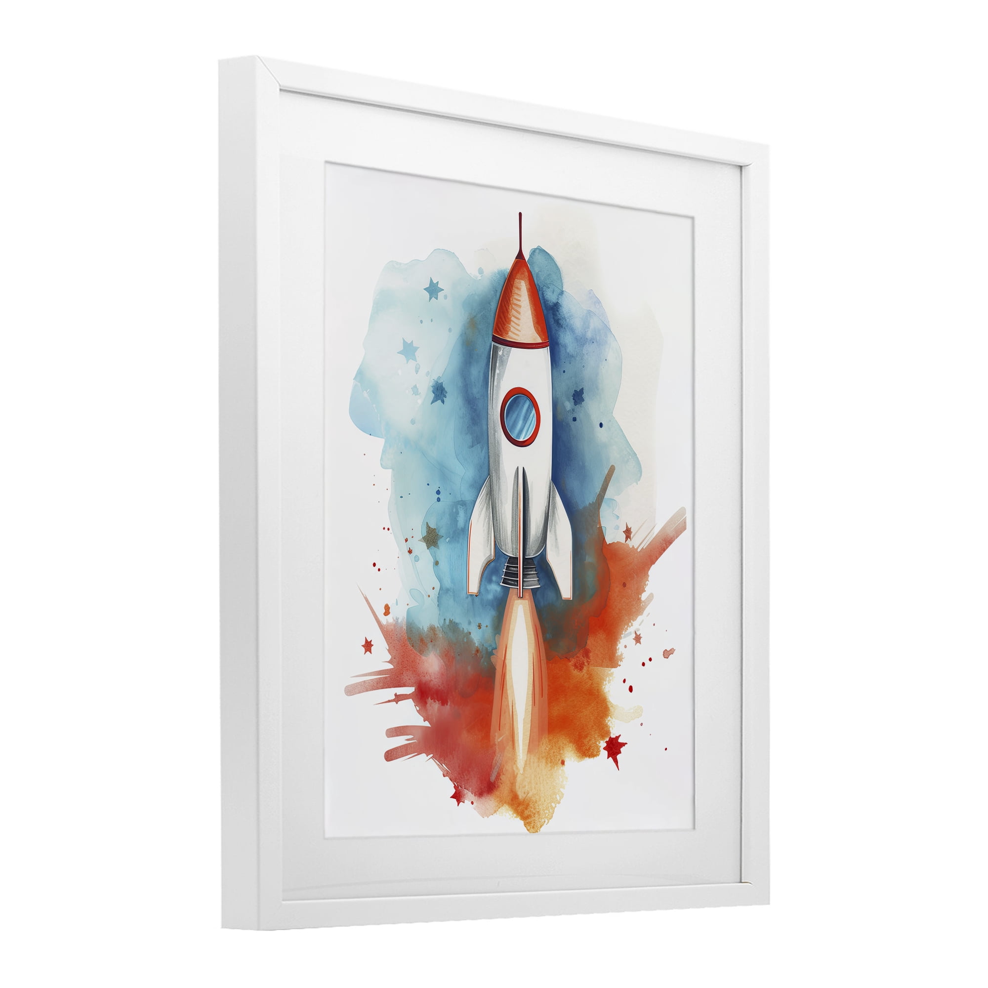 Stupell Industries Rocket Launch Adventure White Framed Print Under Glass, design by Ray Powers