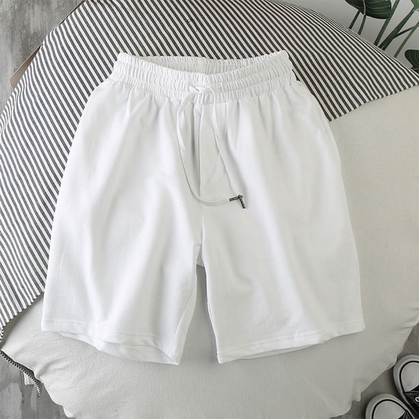 pstuiky Pantalones cortos para hombre, Pantalones cortos casuales de color liso con cintura elástica y bolsillo con cordón para hombre Pantalones cortos de golf