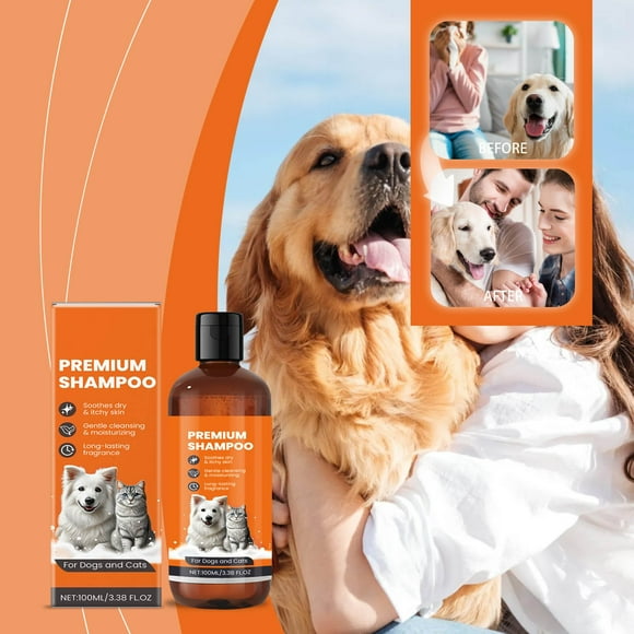Riforla Pet Shampoo for Dogs Cats Natural Ingredients Fresh Scent Deep Cleansing Moisturizing Formula Grooming Solution 100ML Pet Supplies Orange
