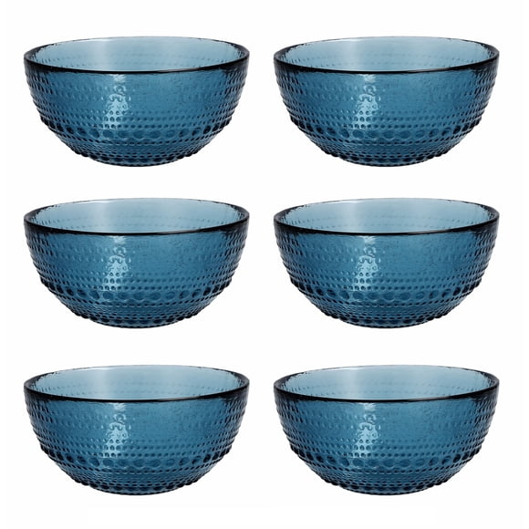 Fortessa collection de Verrerie Vintage 5 Pouces Salade de Céréales Snack Tout Usage Bowl 6 Pack, Bleu de Bleuet, 14 Onces (6 Pack)