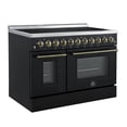 thumbnail image 3 of Forno Paolo 48 Inch Freestanding Electric Range in Black with Antique Brass, 6.7 cu.ft, True Convection Oven, Energy Efficient, 3 of 13