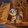 thumbnail image 5 of Yorkie Dog Table Lamp, Dog Series Art Nightlight Christmas Birthday Gifts, Home Nightstand Stained Glass Bedside Rainbow Pup Lamp, with Warm Ambient Glow, Yorkshire Terrier Tabletop Memorial Decor, 5 of 8