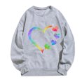 thumbnail image 1 of Gibobby Tops Mujeres Casual Sudadera casual con cuello redondo para mujer, sudadera de manga larga con estampado de amor, informal (Gris, S), 1 of 3