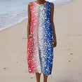thumbnail image 2 of Fewfanhot Women's 4th of July 250th Anniversary American Flag Print Midi Dress, Crew Neck Sleeveless Patriotic Loose Fit Sundress with Pockets, Casual Summer Tank Dress, 2 of 9