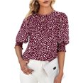 thumbnail image 1 of Blouse à Col Rond Froncé, Blouse à Manches Courtes, Blouse à Col Rond, Chemise à Col Rond, Atteindre Plus, 1 of 5