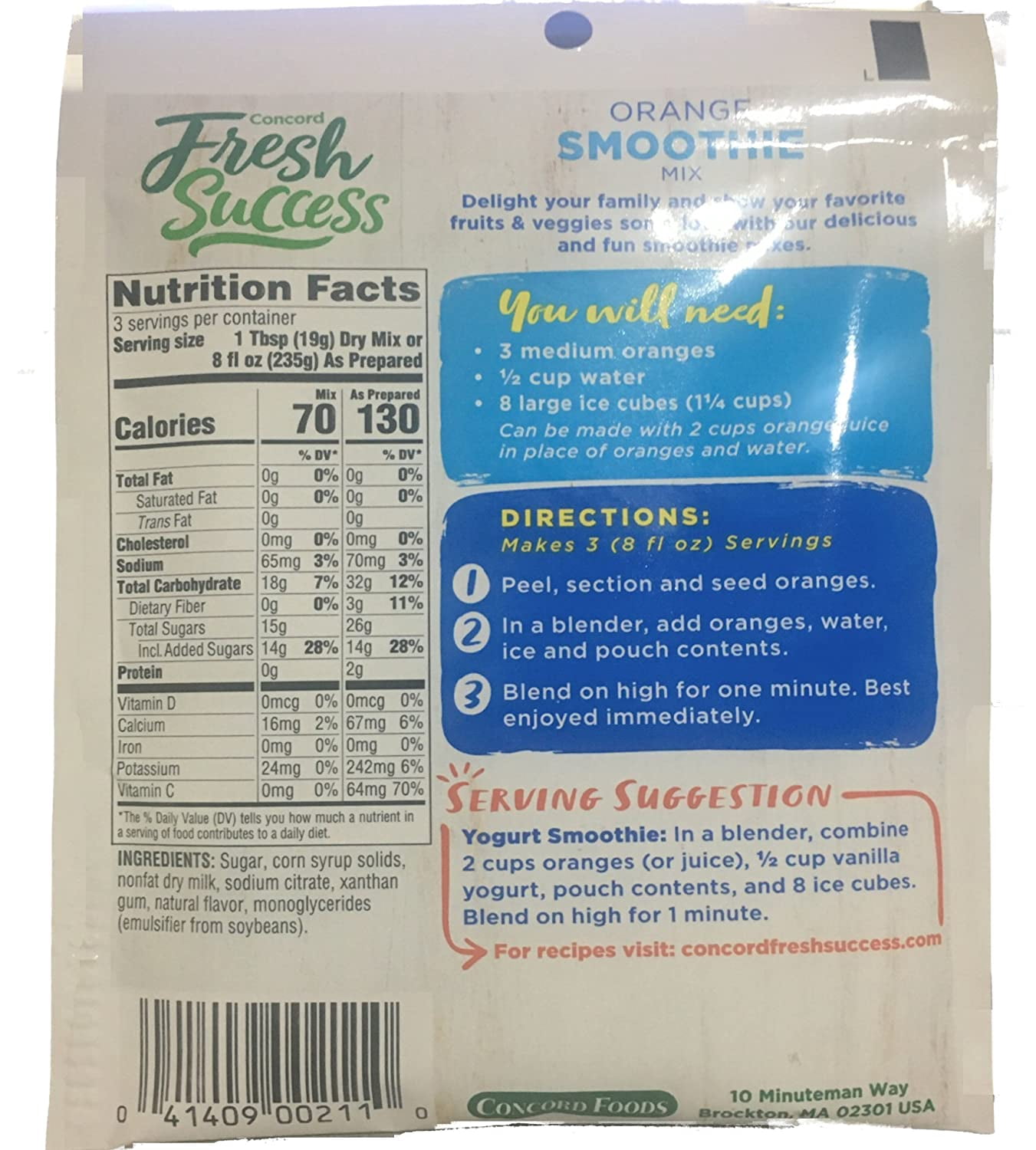 Concord Foods Orange Smoothie Mix, 2 oz