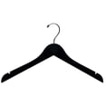 thumbnail image 2 of International Hanger Black Velvet Wood Top Hanger, Box of 25 Space Saving 17 Inch Flat Wooden Hangers w/ Chrome Swivel Hook Notches for Shirt Jacket, 2 of 3