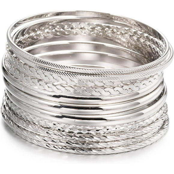 shiyou-Gold Bangle Bracelets for Women Gold Stackable Bracelets Indian Bangles Layered Cable Smooth Bracelets Textured Wire Bracelet Indian Jewelry Gifts for Girls