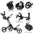 thumbnail image 2 of Goplus Folding 3 Wheels Golf Push Cart W/Brake Scoreboard Adjustable Handle Grey, 2 of 10