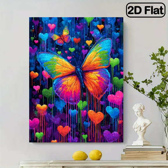 500pcs Large Adult Jigsaw Puzzle Suitable for - Challenging Brain with Huge Pieces, Portable Travel-Friendly, Color Heart Puzzles, Ideal Gift for Adults. 20.4x14.9 in