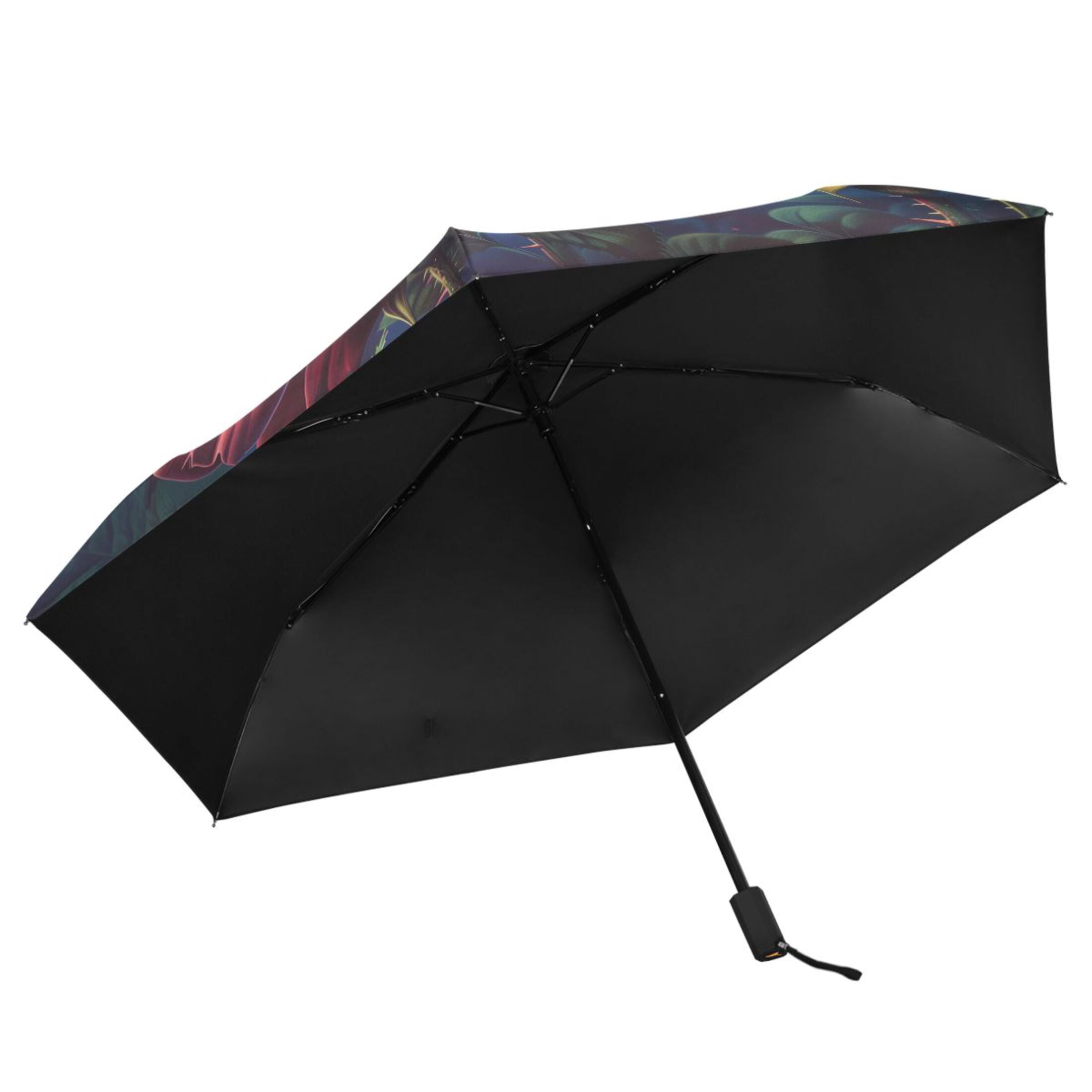 Compact Sun Umbrella Windproof Travel Umbrellas for Rain Strong Portable UV Protection American Flag Colored Butterfly with Flower