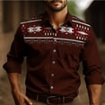thumbnail image 3 of Camisa vaquera para hombre, diseño vintage, solapa, manga larga, botones, estampado, ropa de calle de moda, diseñador, estilo occidental, 3 of 5