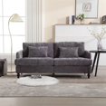 thumbnail image 2 of 2-Seater Sofa, Chenille Fabric Upholstered Loveseat Sofa with Rubber Wood Legs and Padded Cushion, Modern Sofa Couch for Living Room Bedroom Office, Gray, 2 of 7