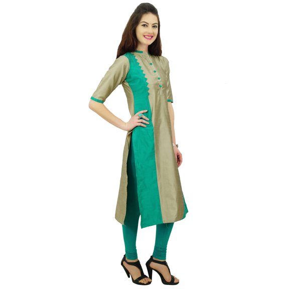 Phagun Women's Dupion Solid Tunic Straight Kurta Summer Indian Ethnic Kurti-6