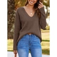 thumbnail image 4 of Womens Oversized Deep V Neck Sweaters Fall Winter Long Sleeve Knit Pullover Jumper, 4 of 6