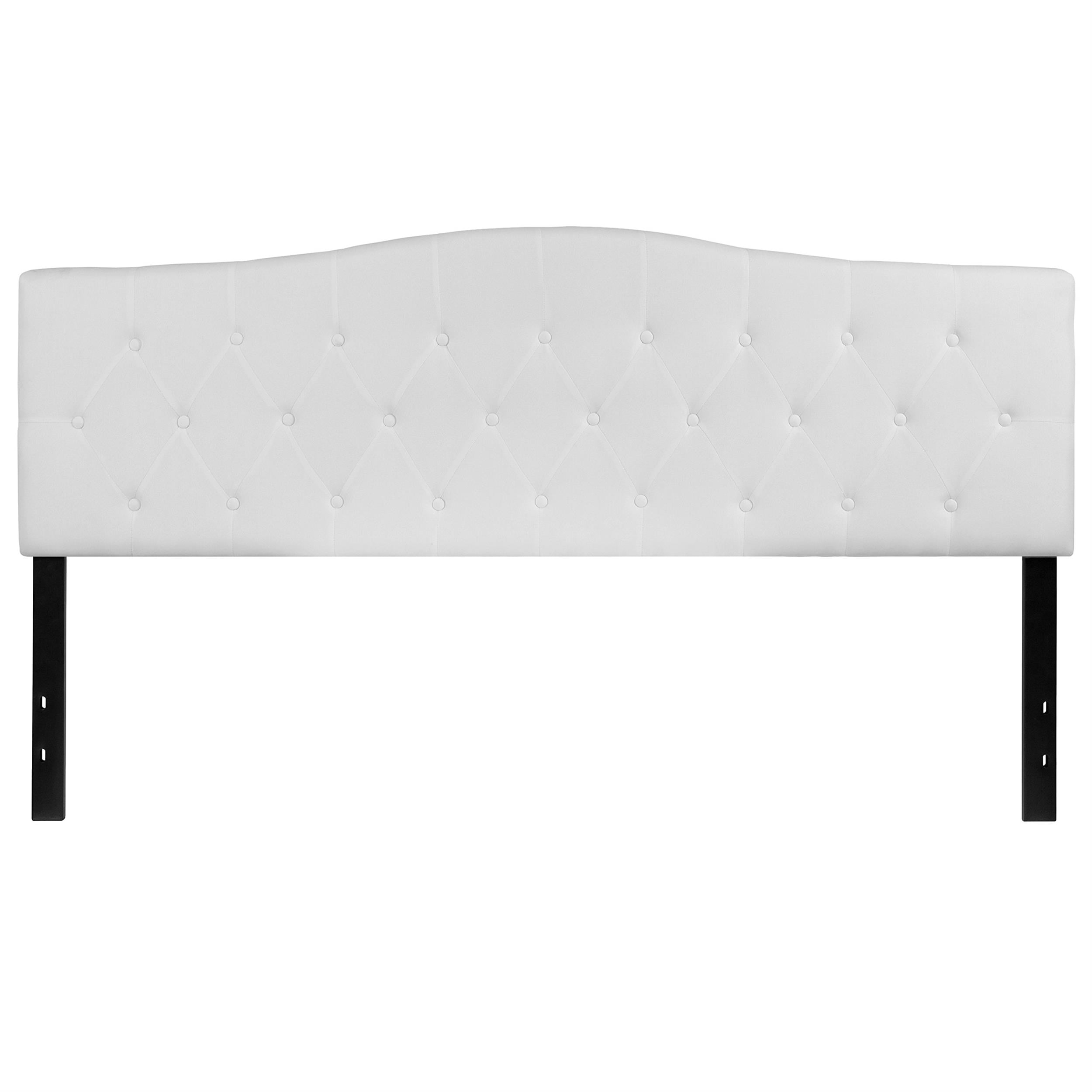 Pemberly Row Contemporary Tufted King Panel Headboard in White
