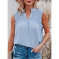 thumbnail image 4 of Women Sleeveless Blouse Ruffles Button V Neck Vest Casual Tops, 4 of 8