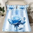 thumbnail image 2 of Castle Fairy Blue Rose 4 Pieces Queen Sheet Sets,Bling Glitter Ultra Soft Flat Sheet,Sparkling Crystal Queen Fitted Sheet,Breathable Floral Home Decor, 2 of 7