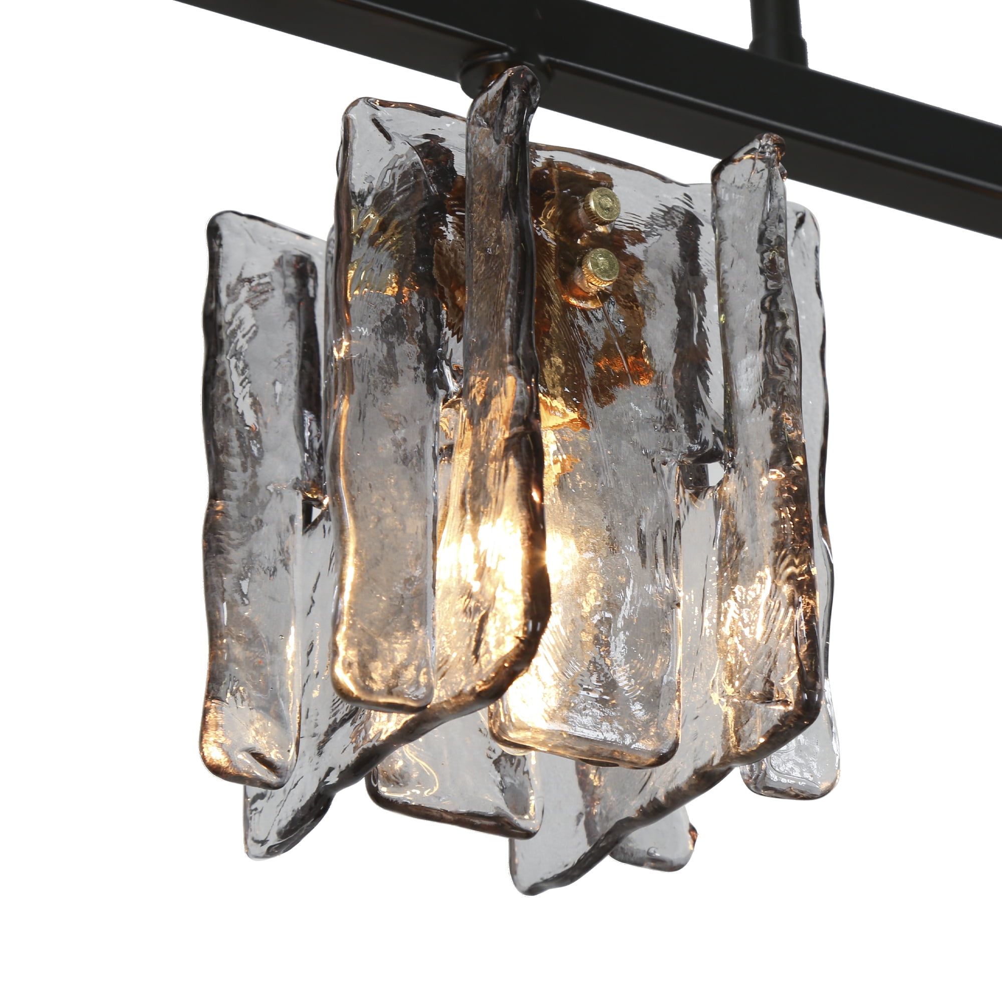 LNC Tucana 3-Light Modern/Contemporary Ribbed Glass Linear LED Large Hanging Pendant Light