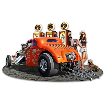 

Pasttime Signs LGB367 18 x 11 in. Custom Shape - 1933 Willys Filler-Up Metal Sign