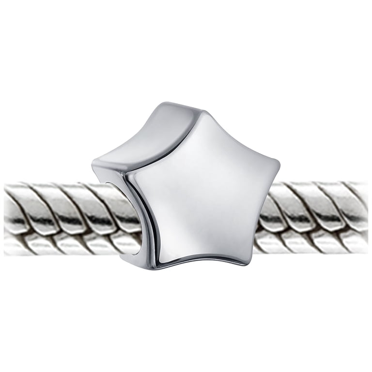 Personalized Initial Star Charm Bead - .925 Sterling Silver, 14K Gold Plated, Fits European Bracelets