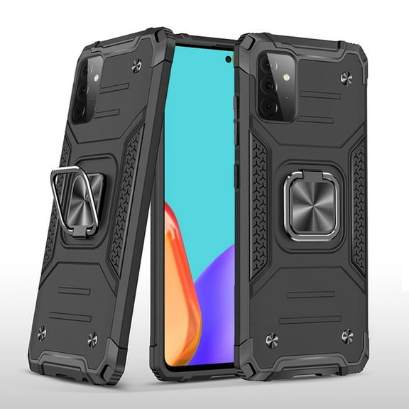 for Samsung Galaxy A52 5G Armor Hybrid with Ring Holder Kickstand Shockproof Heavy-Duty Durable Rugged Dual Layer Cover ,Xpm Phone Case [Black]